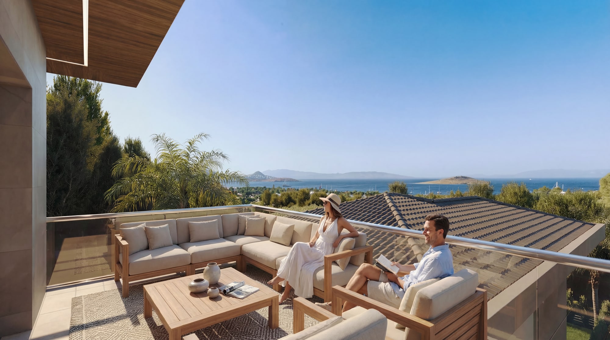 Kıyı Yamaçları deniz manzaralı teras